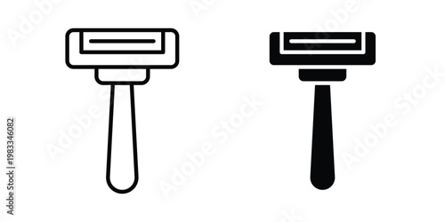 Razor Icon outline style. Black solid silhouette style icons