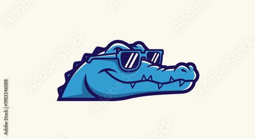 Cool blue alligator wearing sunglasses illustration