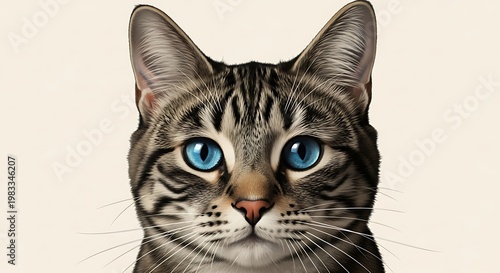 Close-up of a Striking Cat with Intense Blue Eyes.