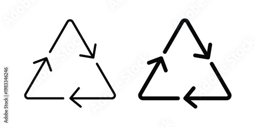 Recycle icon outline style. Black solid silhouette style icons