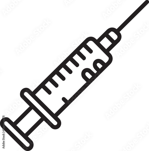 A simple line illustration of a medical syringe used for injections and delivering medication
