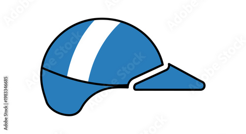 A simple illustration of a blue and white racing helmet