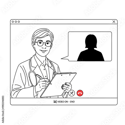 Telemedicine, Online Doctor Consultation, Virtual Healthcare, Medical Chat isolated on White Background