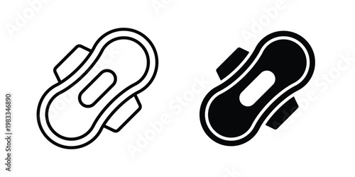 Sanitary napkin icon outline style. Black solid silhouette style icons