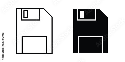 save button icon outline style. Black solid silhouette style icons