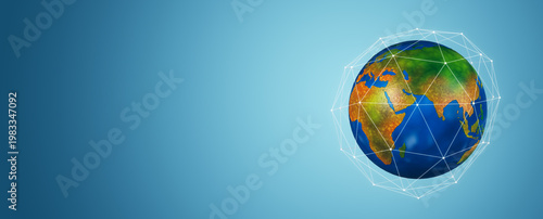 Global earth sphere with network connections on blue background showcasing mo...