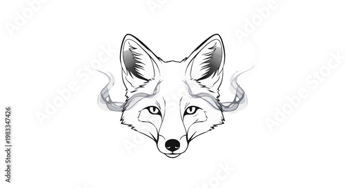 A profile portrait of a wild red fox head and a young cub isolated on a white background, featuring the predatory canine features and fur textures of the Vulpes vulpes mammal in nature
