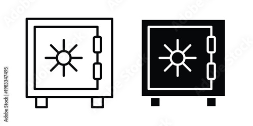 Secure vault icon outline style. Black solid silhouette style icons