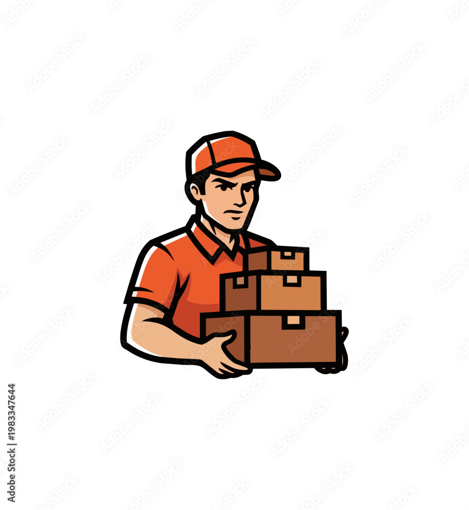 Fototapeta premium Delivery worker holding packages for transportation