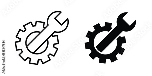 Service icon outline style. Black solid silhouette style icons