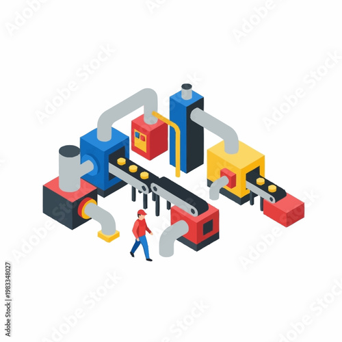 Automated Production Line with Worker Overseeing Process.