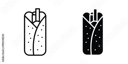 Shawarma icon outline style. Black solid silhouette style icons