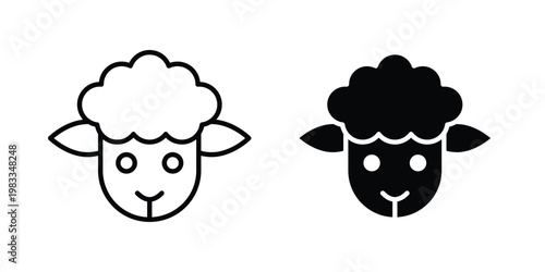 Sheep icon outline style. Black solid silhouette style icons