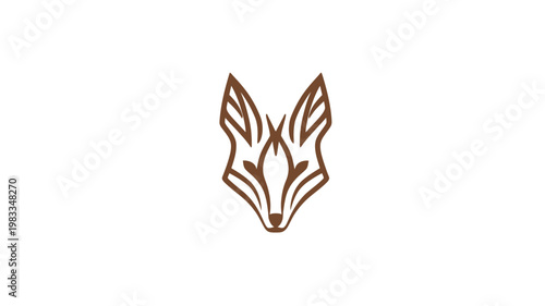 Stylized Geometric Fox Head Illustration Logo Design. Elegant Minimalist Wildlife Animal Face Icon Vector Graphic.