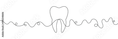 Continuous single line art of teeth and love shape, perfect for minimalist vector illustrations. teeth and love shape illustration in single line art style, ideal for modern graphic designs. EPS 10 .