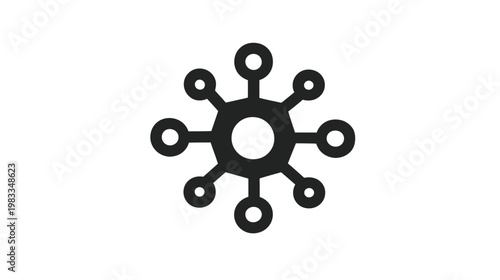 Abstract black network icon representing data connection, decentralized system, digital hub, links, and technology concept