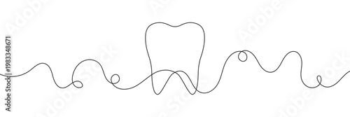 Continuous single line art of teeth and love shape, perfect for minimalist vector illustrations. teeth and love shape illustration in single line art style, ideal for modern graphic designs. EPS 10 .
