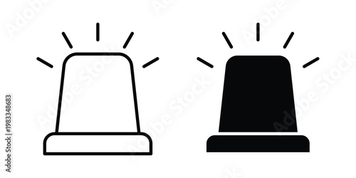 Siren icon outline style. Black solid silhouette style icons