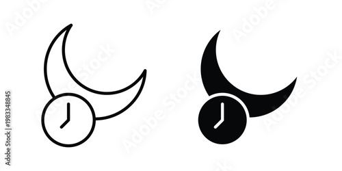Sleeping time icon outline style. Black solid silhouette style icons