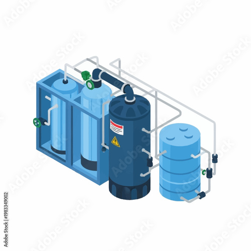 Industrial Water Purification System Equipment Illustration.