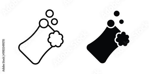 Soap with bubbles icon outline style. Black solid silhouette style icons