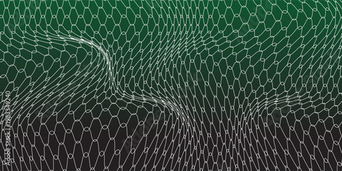 Soccer Ball illuminated green light in the Goal Net. illustration. vector eps10.