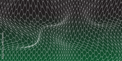 Soccer Ball illuminated green light in the Goal Net. illustration. vector eps10.