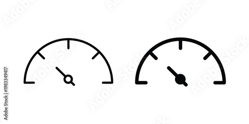 Speedometer icon outline style. Black solid silhouette style icons