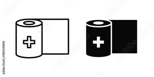 Sterile gauze icon outline style. Black solid silhouette style icons