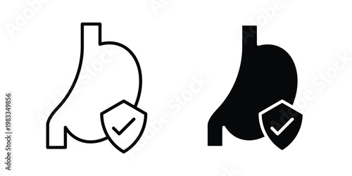 Stomach protection icon outline style. Black solid silhouette style icons
