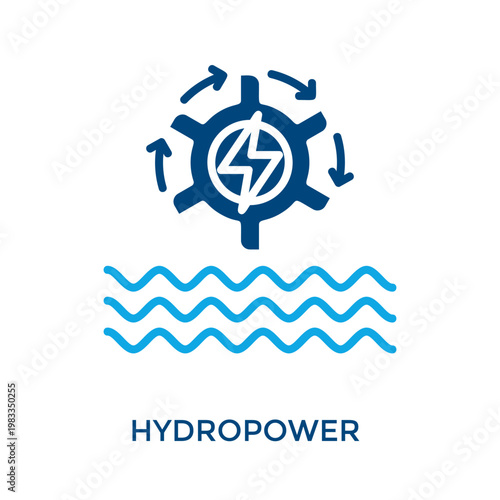 Hydropower Icon Dual Tone Style. Vector Illustration For Graphic Design