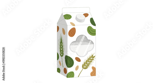 Carton of plant based milk alternative with nut and seed design