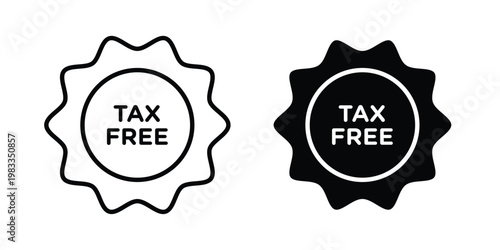 Tax free icon outline style. Black solid silhouette style icons