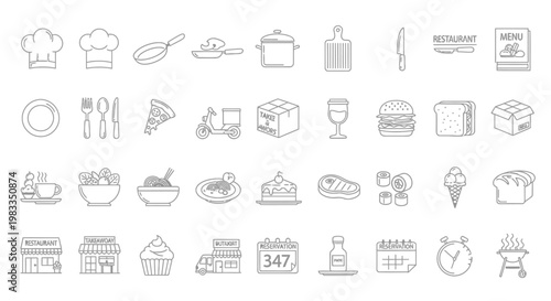 Food and drink icons set.