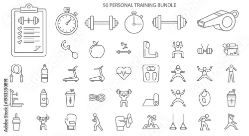 Fitness icons for healthy lifestyle.