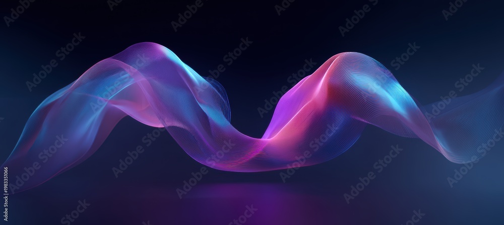 Fototapeta premium Ribbons unite in a flowing wave for a birthday gift celebration