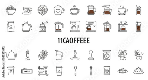 Coffee and tea drink icons set.