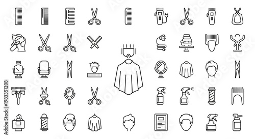 Barber shop icons and tools.