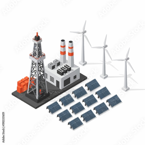 Renewable and Non-Renewable Energy Sources Combined Power Generation.