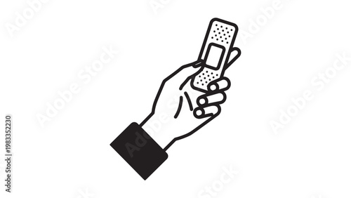 Human Hand Holding a Medical Adhesive Bandage or Plaster, Symbolizing First Aid, Wound Care, Health, and Protection Against Minor Injuries.