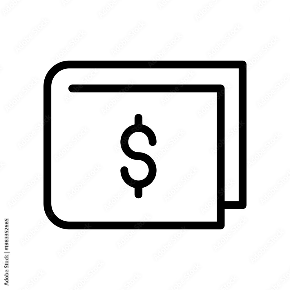 Fototapeta premium Wallet icon with dollar sign symbol for finance, banking, savings, investment, wealth management, budget planning, and currency transactions
