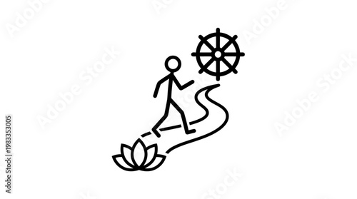 Path to Enlightenment Stick Figure Following Symbolic Path