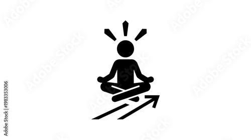 Meditating Figure with Illuminated Head and Arrow
