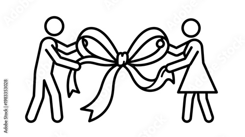 Couple Holding a Large Decorative Bow