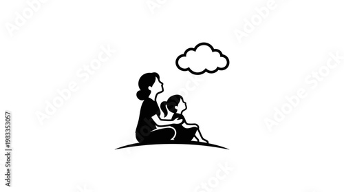 Mother and Daughter Gazing at a Cloud