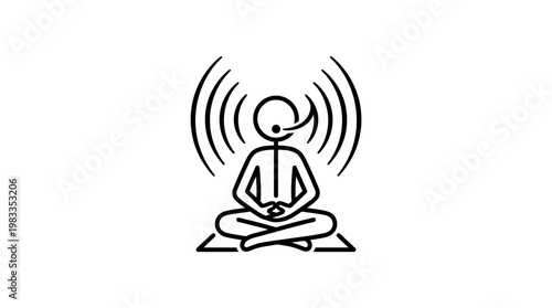 Meditating Figure with Sound Waves