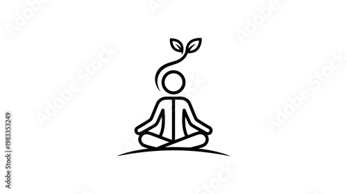 Meditating Figure with Growing Plant Symbol