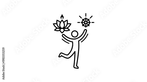 Joyful Person Celebrating Buddhism and Enlightenment