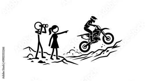 Motocross Rider Performing Stunt with Spectators