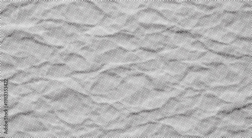 Halftone crumpled paper texture. Gritty page. Bitmap rough creased film. Dotted rough wrinkled background. Vector